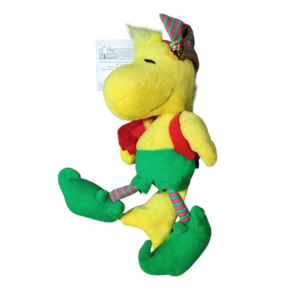 Vintage Hallmark Peanuts Woodstock Christmas Elf with Bell 9" Plush